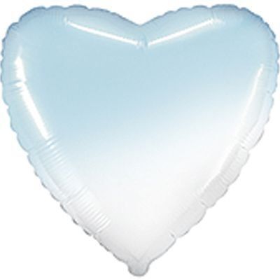 Серце 18" Омбре біло-блакитне Baby Blue 201 фото